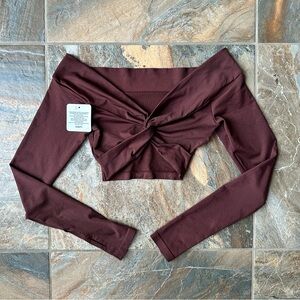 Sefi Butterluxe Long Sleeve Twist Top - Bitter Chocolate NWT Women’s Medium